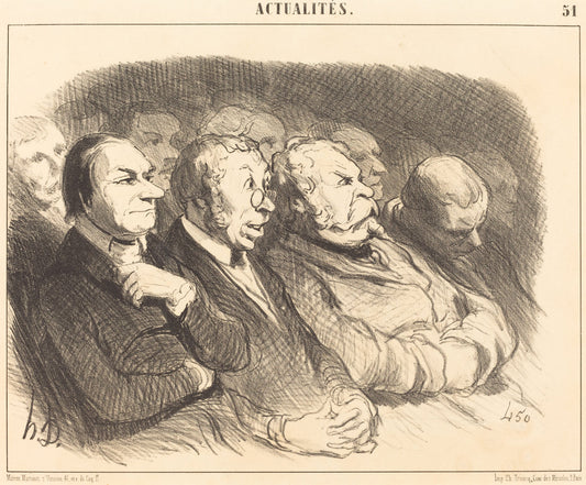 Physionomies de spectateurs de la Porte St.-Martin... by Honoré Daumier (French, 1808 - 1879), 16X12"(A3)Poster Print