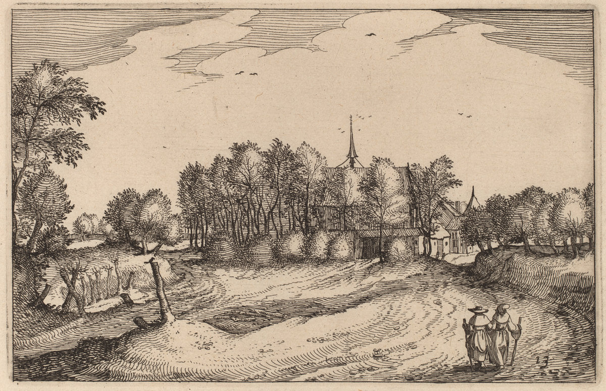 A Convent by Claes Jansz Visscher after Johannes van Doetechum, the Elder after Lucas van Doetechum after Master of the Small Landscapes (Dutch, 1586/1587 - 1652), 16X12"(A3)Poster Print