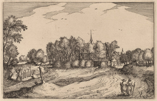 A Convent by Claes Jansz Visscher after Johannes van Doetechum, the Elder after Lucas van Doetechum after Master of the Small Landscapes (Dutch, 1586/1587 - 1652), 16X12"(A3)Poster Print