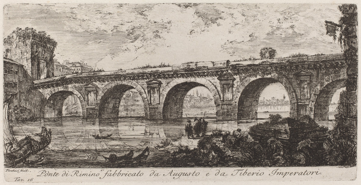 Ponte di Rimino fabbricato da Augusto e da Tiberio imperatore by Giovanni Battista Piranesi (Italian, 1720 - 1778), 16X12"(A3)Poster Print