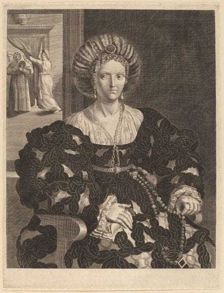 Isabella d'Este by Pieter Holsteyn II after Correggio after Parmigianino (Dutch, c. 1614 - 1673), 16X12"(A3)Poster Print