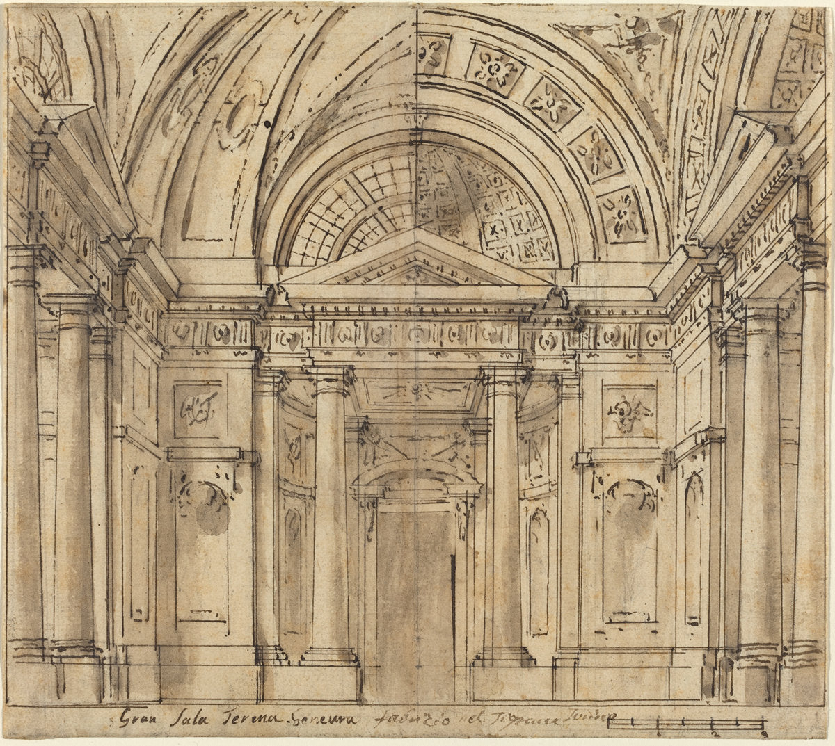 Design for Entrance to a Hall by Fabrizio Galliari (Italian, 1709 - 1790), 16X12"(A3)Poster Print