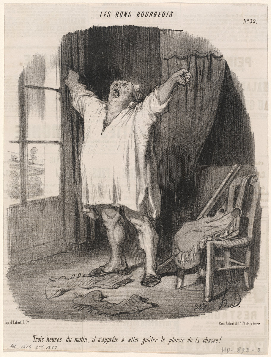 Trois heures du matin... by Honoré Daumier (French, 1808 - 1879), 16X12"(A3)Poster Print