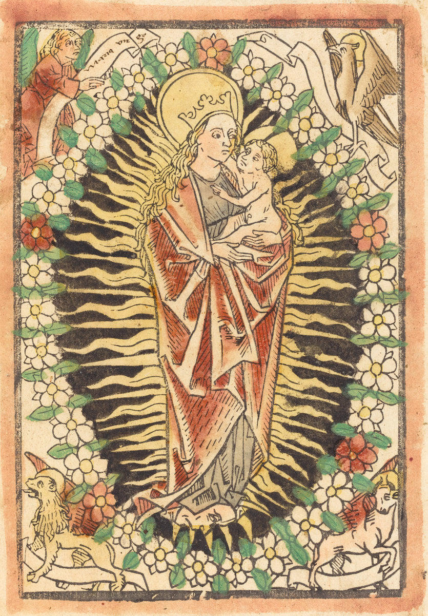 c. 1480 by German 15th Century (Madonna and Child in a Rosary), 16X12"(A3)Poster Print