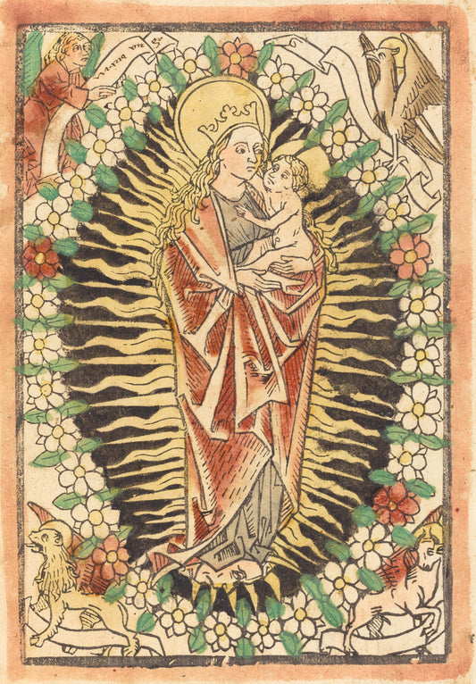 c. 1480 by German 15th Century (Madonna and Child in a Rosary), 16X12"(A3)Poster Print
