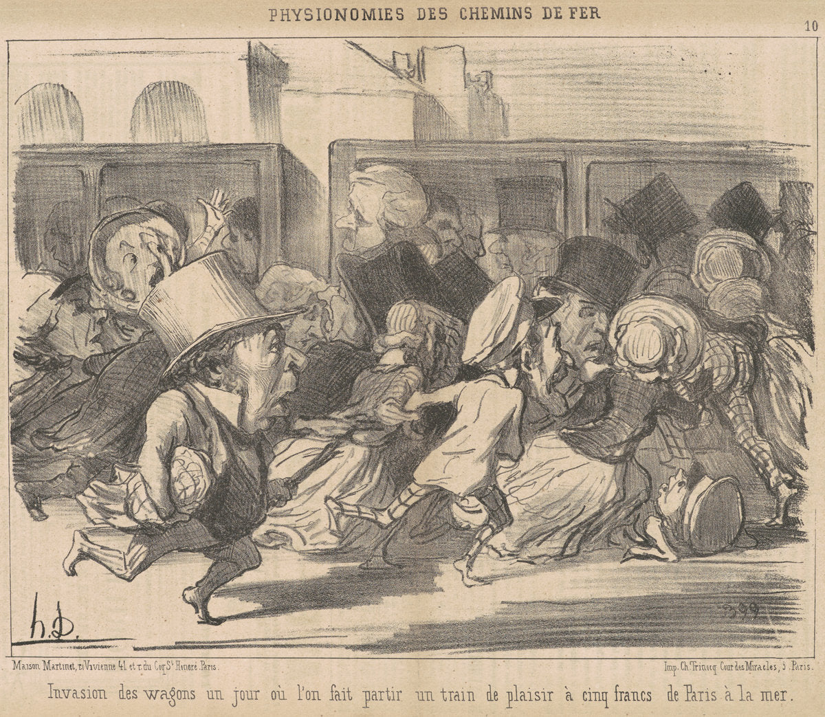 Invasion es wagons un jour ou l'on fait partir by Honoré Daumier (French, 1808 - 1879), 16X12"(A3)Poster Print