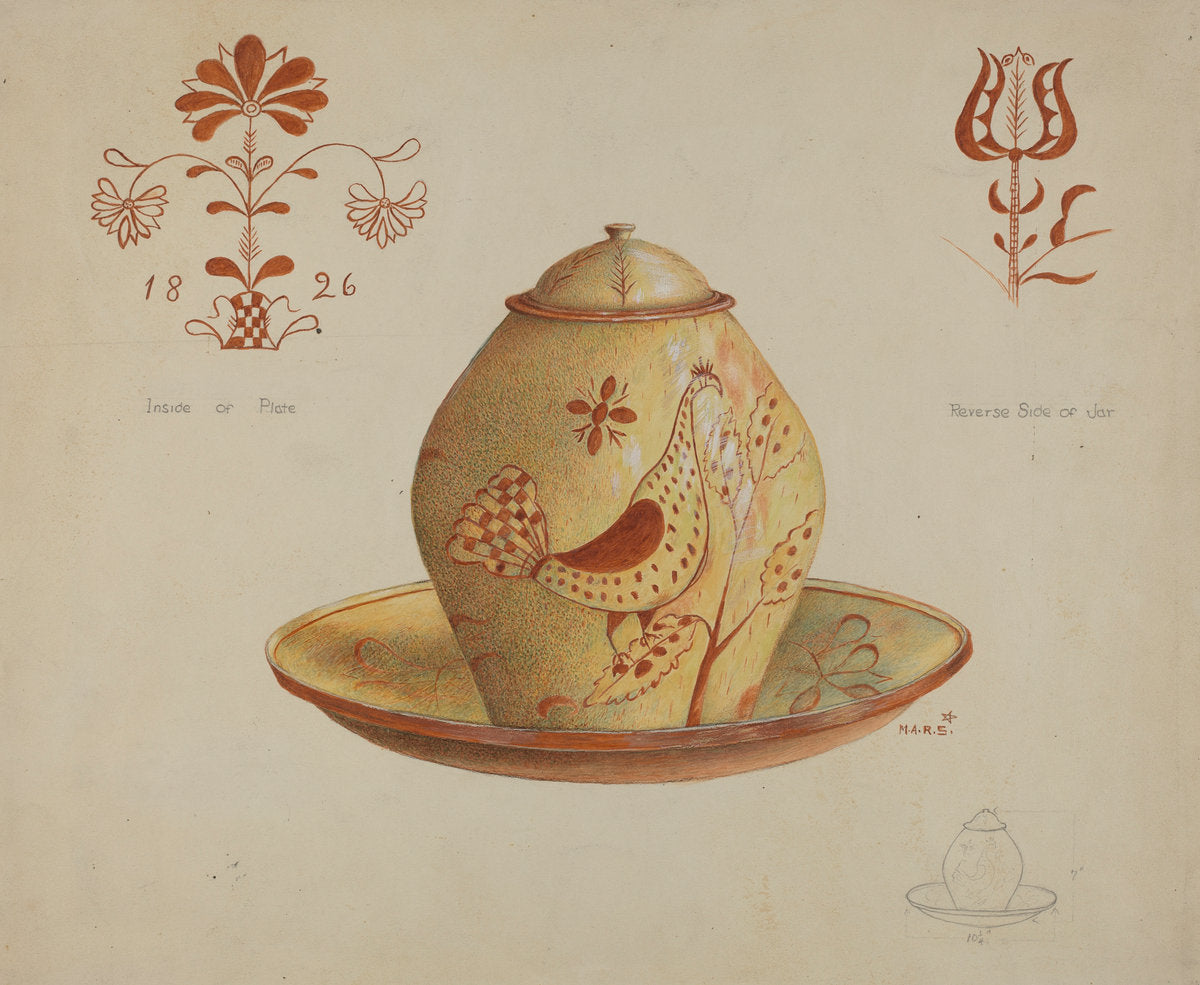 Pa. German Covered Jar by Margaret Stottlemeyer (American, active c. 1935), 16X12"(A3)Poster Print