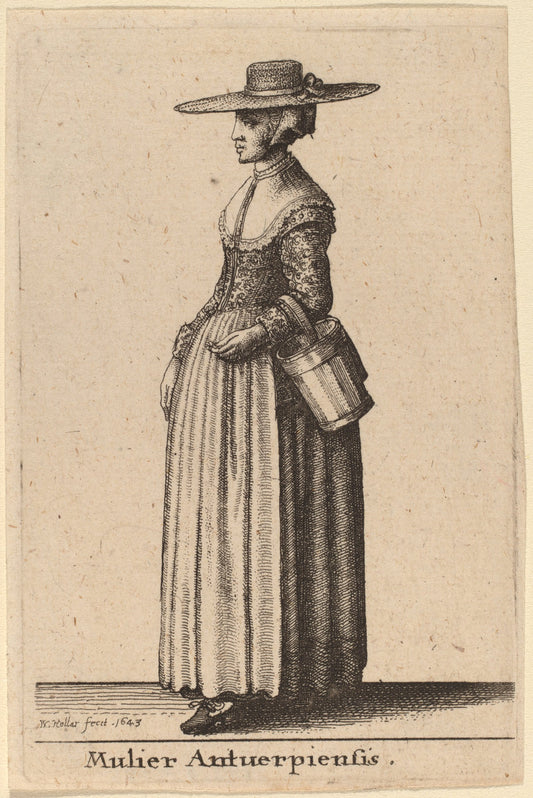 Mulier Antuerpiensis by Wenceslaus Hollar (Bohemian, 1607 - 1677), 16X12"(A3)Poster Print