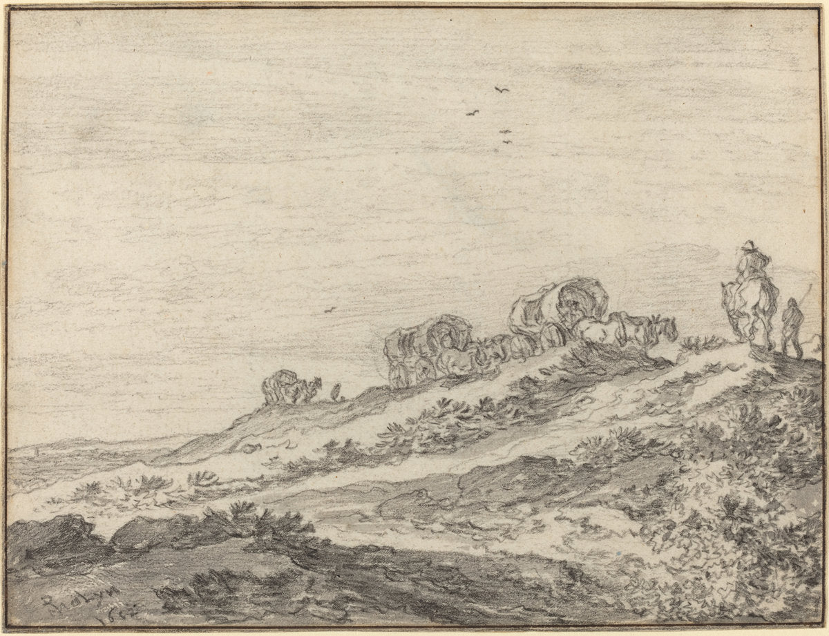 Travellers along the Crest of a Hill by Pieter Molijn (Dutch, 1595 - 1661), 16X12"(A3)Poster Print