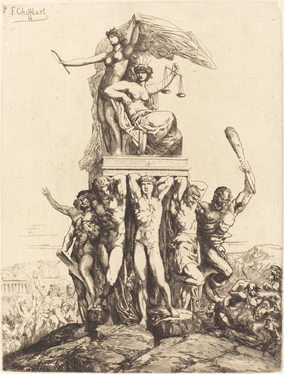The Triumph of Justice and Truth by François-Nicolas Chifflart (French, 1825 - 1901), 16X12"(A3)Poster Print