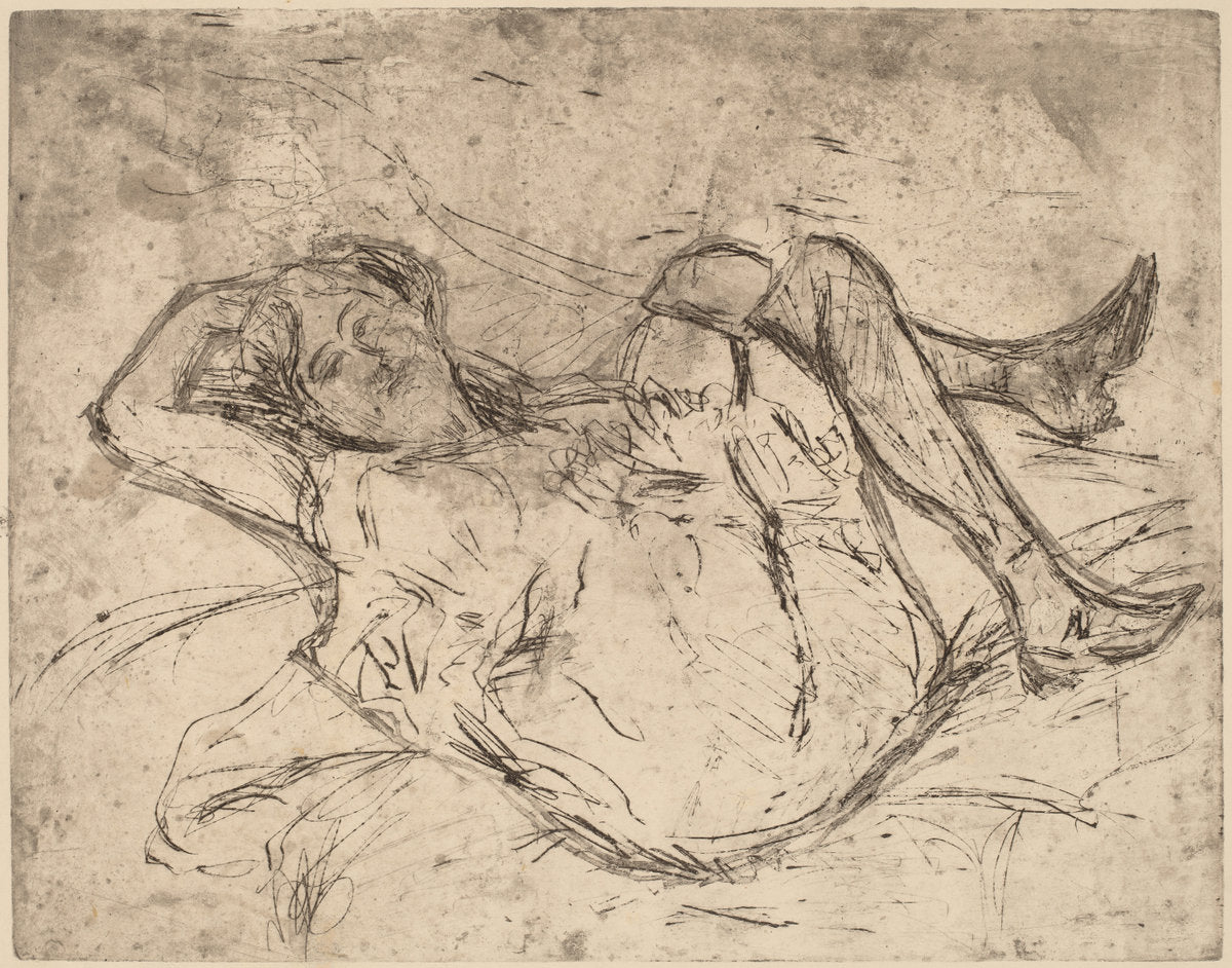 Dreaming Girl by Ernst Ludwig Kirchner (German, 1880 - 1938), 16X12"(A3)Poster Print
