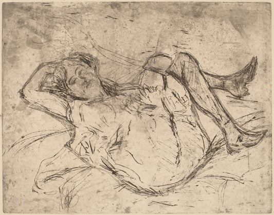 Dreaming Girl by Ernst Ludwig Kirchner (German, 1880 - 1938), 16X12"(A3)Poster Print