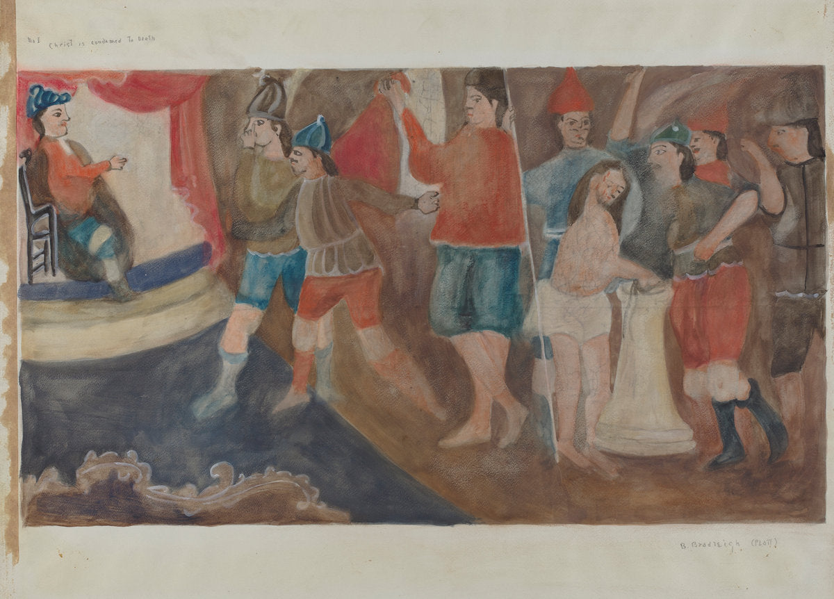Station of the Cross No. 1: "Jesus is Condemned to Death by Beulah Bradleigh (American, active c. 1935), 16X12"(A3)Poster Print