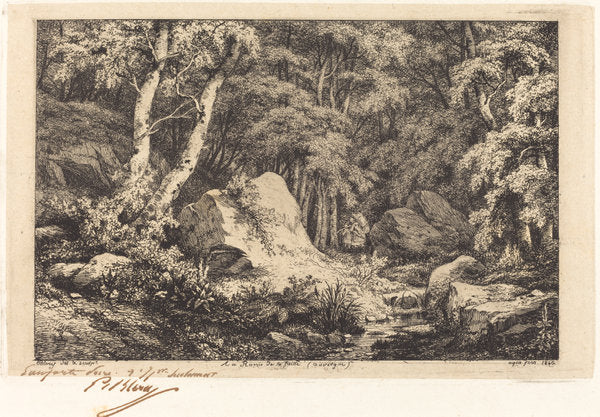 Au ravin de la faille, Auvergne (The Ravine at Auvergne) by Eugène Bléry (French, 1805 - 1887), 16X12"(A3)Poster Print