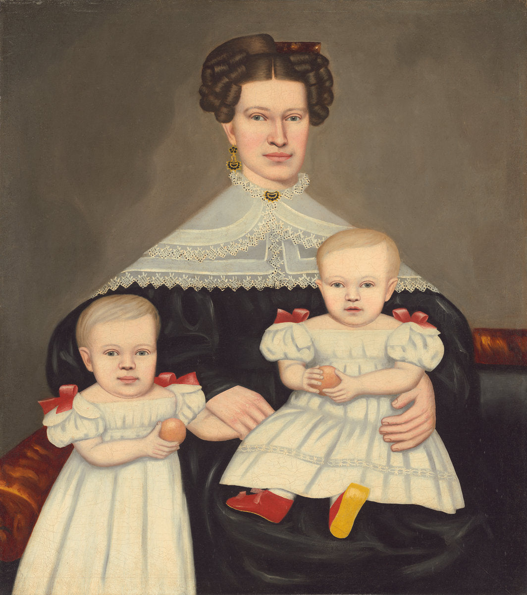 Mrs. Paul Smith Palmer and Her Twins by Erastus Salisbury Field (American, 1805 - 1900), 16X12"(A3)Poster Print