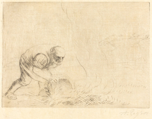 Burning Grass (Le bruleur d'herbes) by Alphonse Legros (French, 1837 - 1911), 16X12"(A3)Poster Print