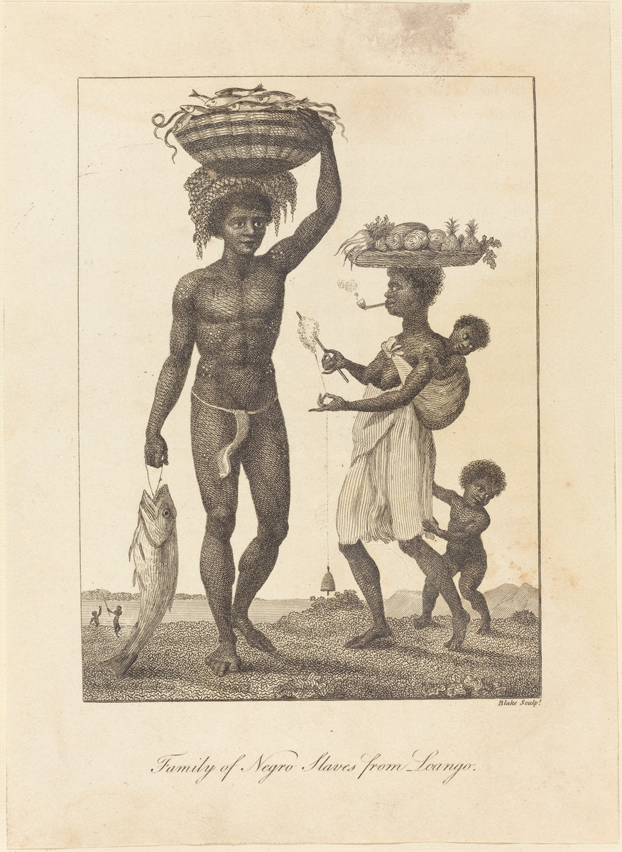 Family of Negro Slaves from Loango by William Blake after John Gabriel Stedman (British, 1757 - 1827), 16X12"(A3)Poster Print