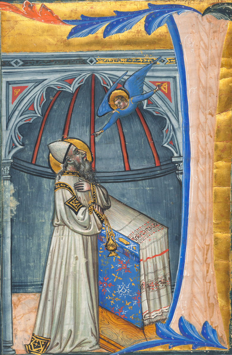 c. 1400 by Italian 15th Century (The Annunciation to Zacharias), 16X12"(A3)Poster Print