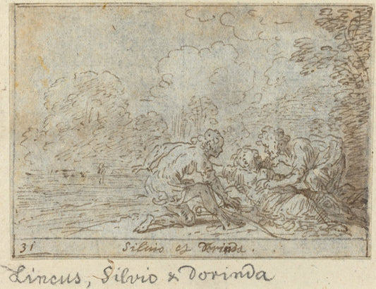 Linco, Silvio and Dorinda by Johann Wilhelm Baur (German, 1607 - 1641), 16X12"(A3)Poster Print