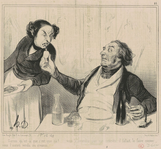 Garçon, qu'est-ce que c'est que ça?... by Honoré Daumier (French, 1808 - 1879), 16X12"(A3)Poster Print