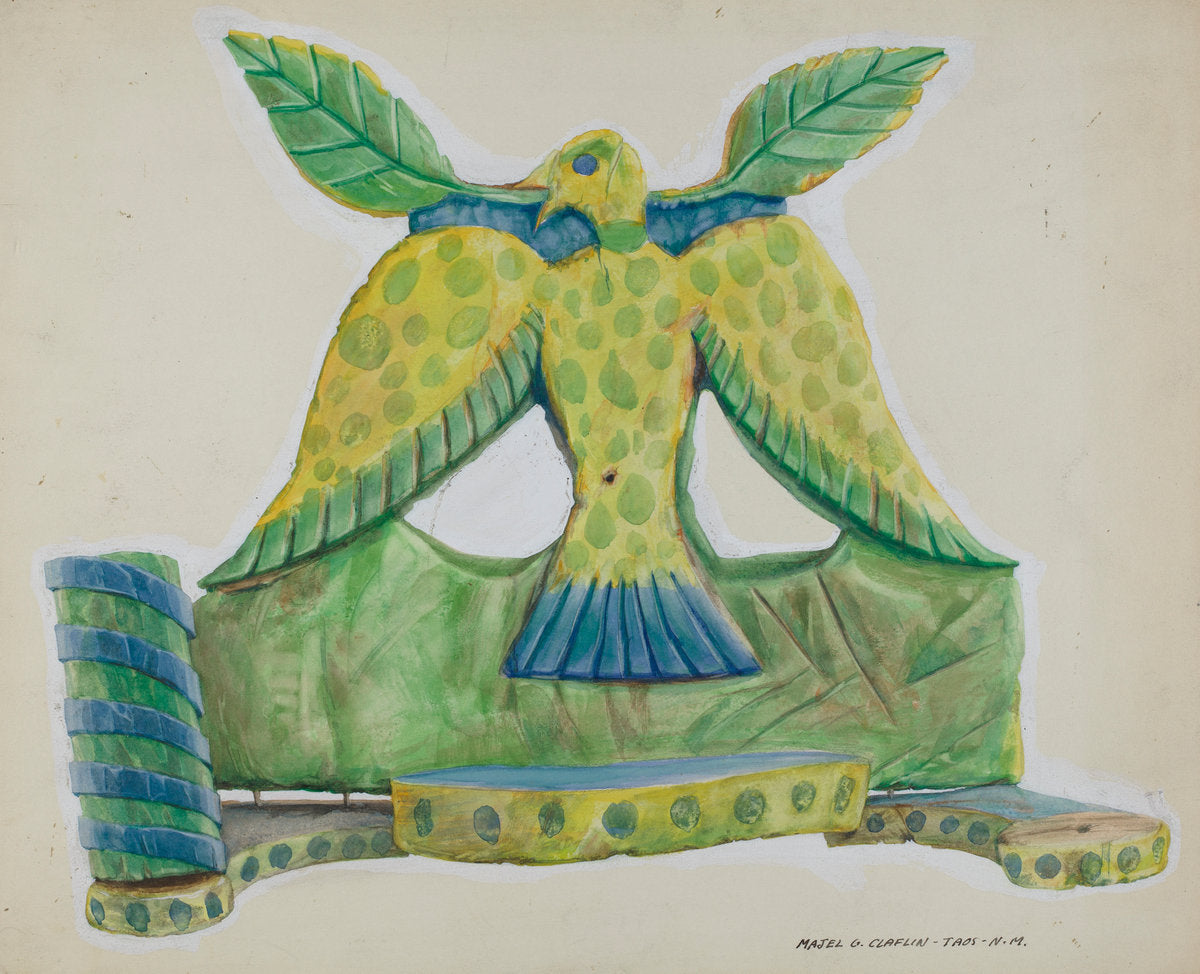 Painted Wooden Sconce by Majel G. Claflin (American, active c. 1935), 16X12"(A3)Poster Print