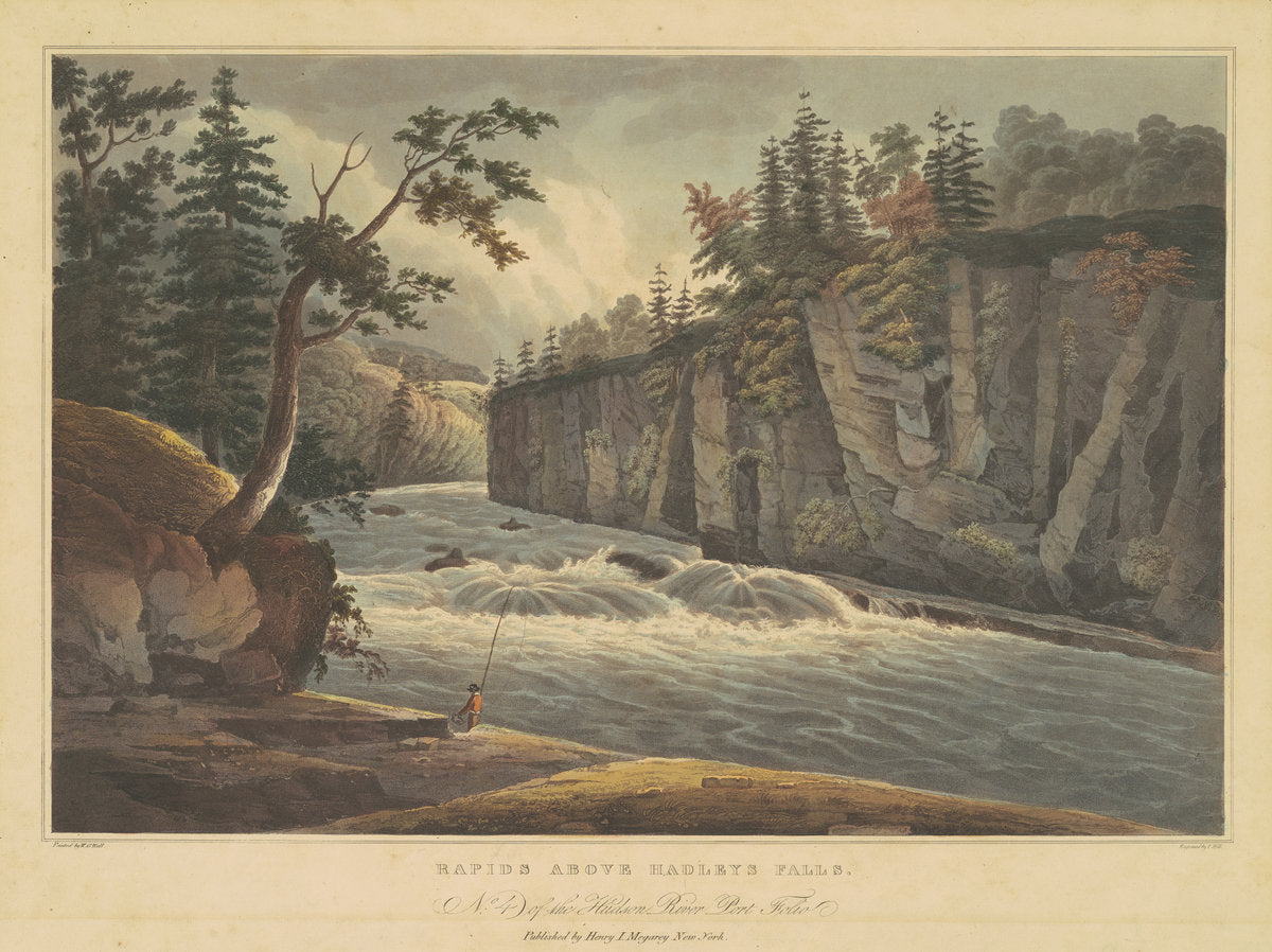 Rapids Above Hadley's Falls by John Hill, after William Guy Wall (American, born England, 1770 - 1850), 16X12"(A3)Poster Print