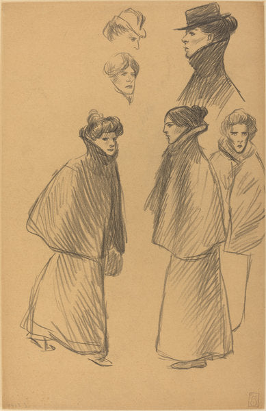 Figure Studies [recto] by Théophile Alexandre Steinlen (Swiss, 1859 - 1923), 16X12"(A3)Poster Print