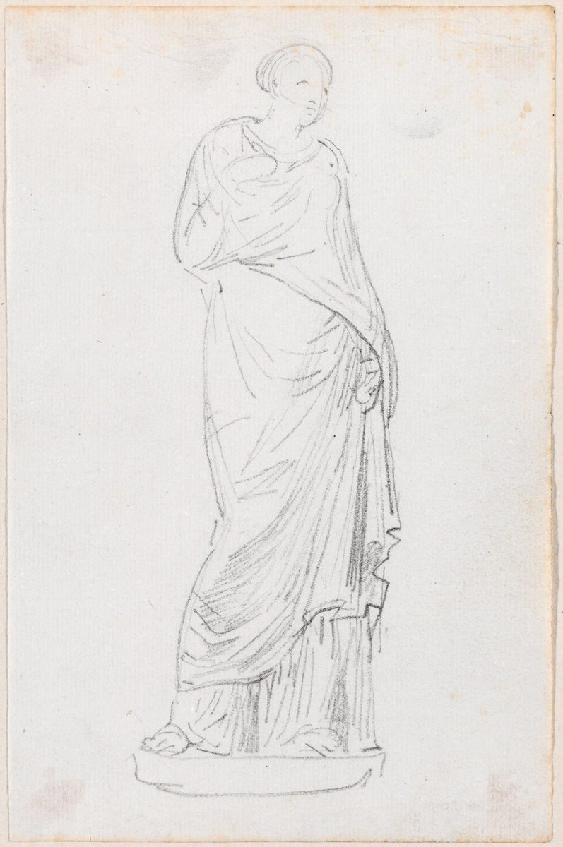 Statue of a Female in a Toga by Hubert Robert (French, 1733 - 1808), 16X12"(A3)Poster Print