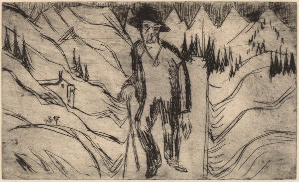 The Wanderer by Ernst Ludwig Kirchner (German, 1880 - 1938), 16X12"(A3)Poster Print