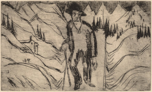 The Wanderer by Ernst Ludwig Kirchner (German, 1880 - 1938), 16X12"(A3)Poster Print
