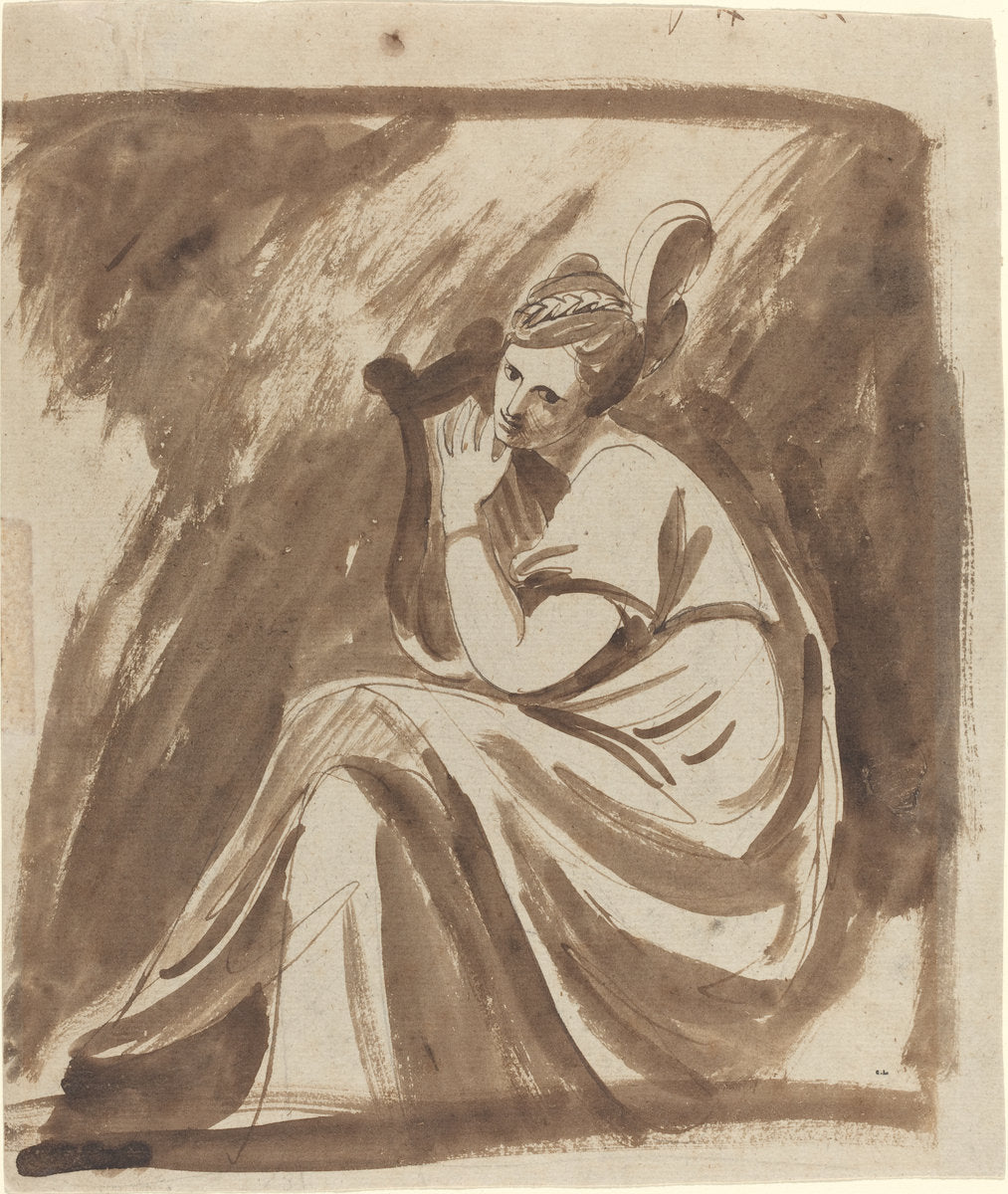 Lady Hamilton Playing a Lyre by George Romney (British, 1734 - 1802), 16X12"(A3)Poster Print