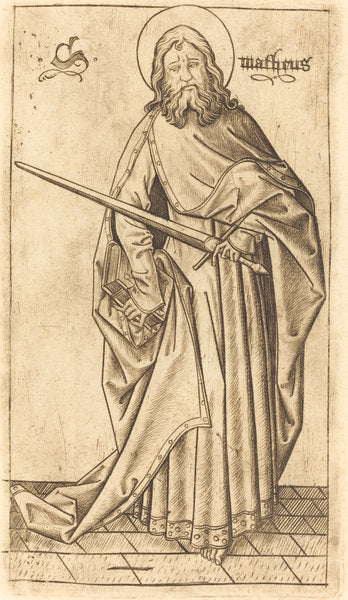 Saint Matthew (Saint Paul?) by Israhel van Meckenem after Master E.S. (German, c. 1445 - 1503), 16X12"(A3)Poster Print