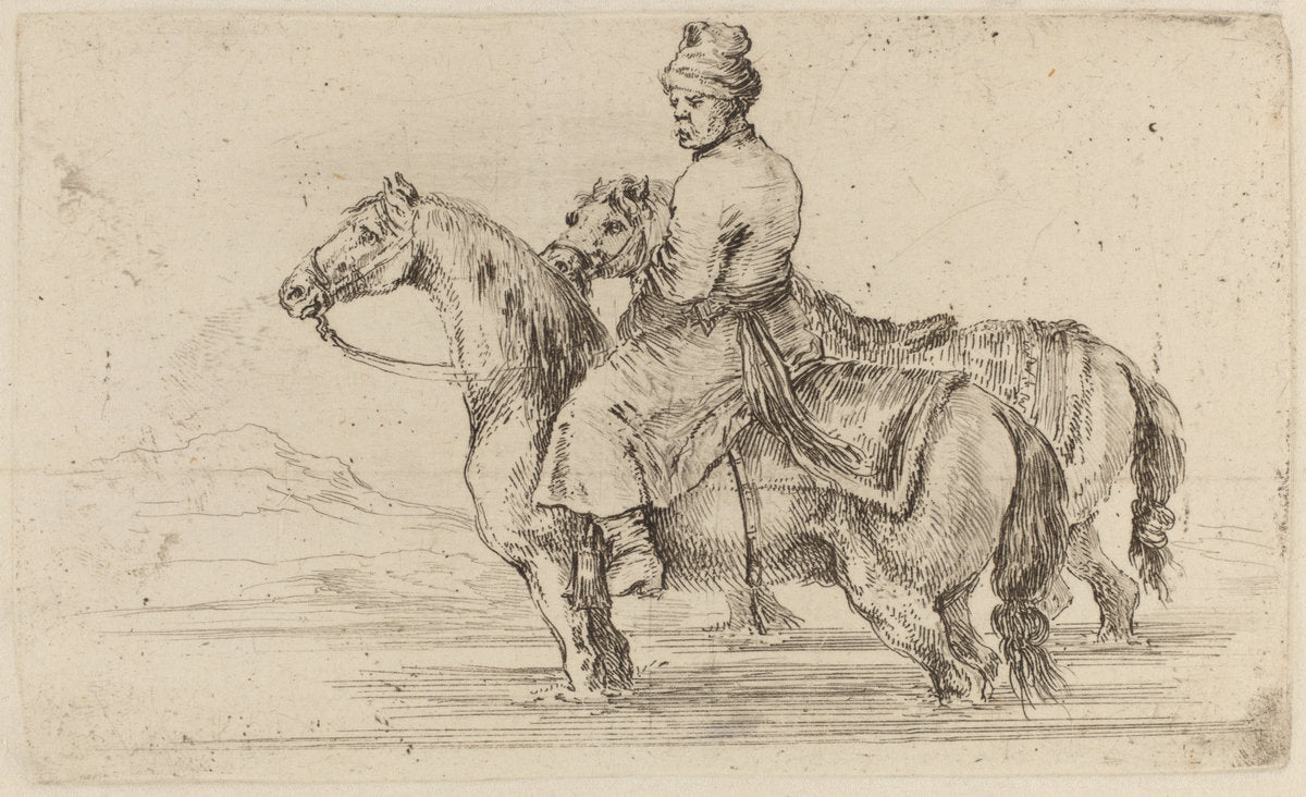 Polish Attendant with Two Horses by Stefano Della Bella (Italian, 1610 - 1664), 16X12"(A3)Poster Print