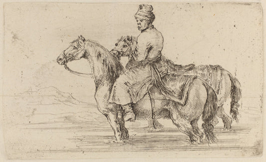 Polish Attendant with Two Horses by Stefano Della Bella (Italian, 1610 - 1664), 16X12"(A3)Poster Print