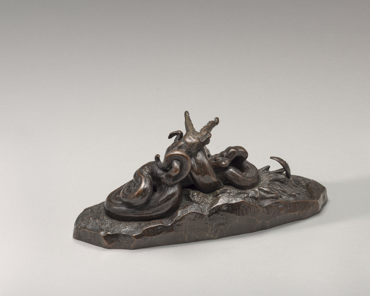 Python Crushing a Crocodile by Antoine-Louis Barye (French, 1795 - 1875), 16X12"(A3)Poster Print