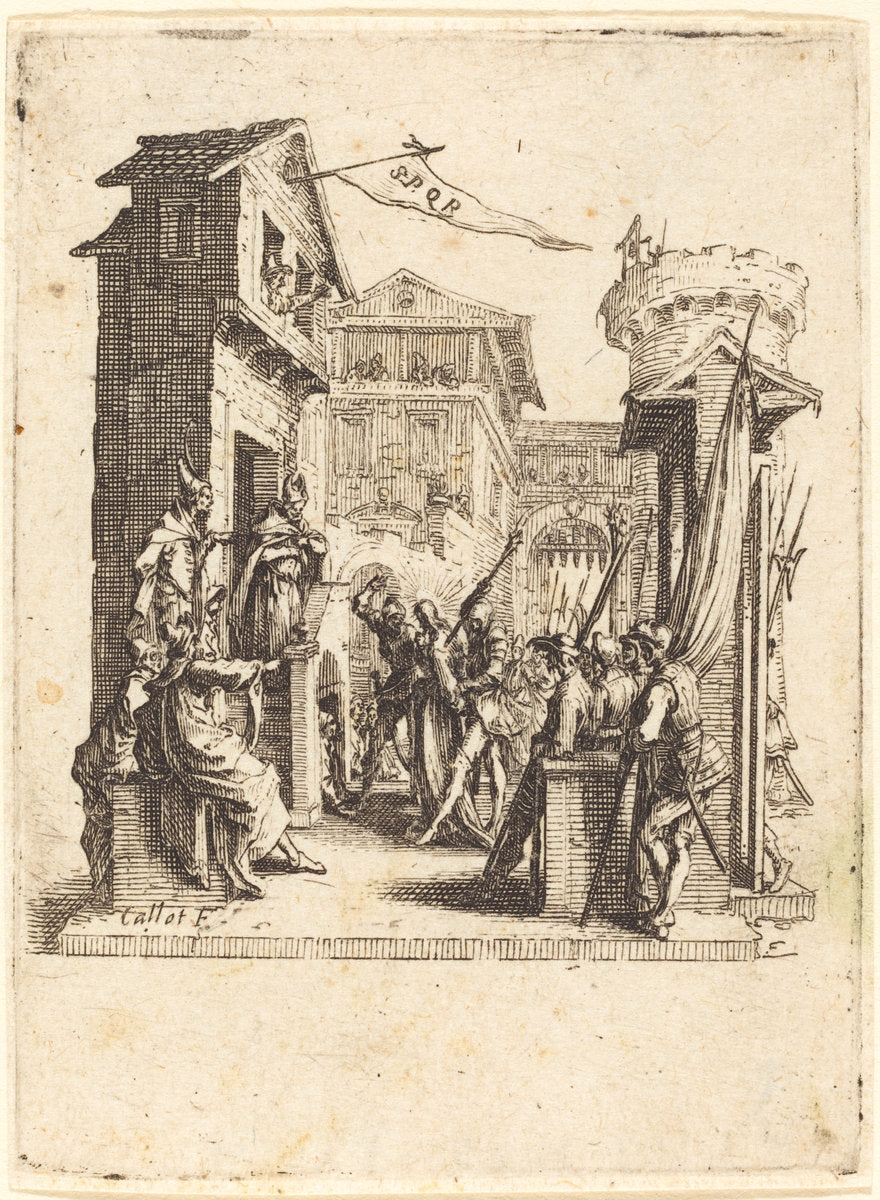 Christ before Caiaphas by Jacques Callot (French, 1592 - 1635), 16X12"(A3)Poster Print