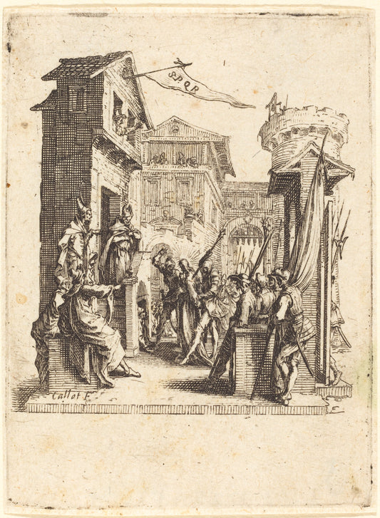 Christ before Caiaphas by Jacques Callot (French, 1592 - 1635), 16X12"(A3)Poster Print