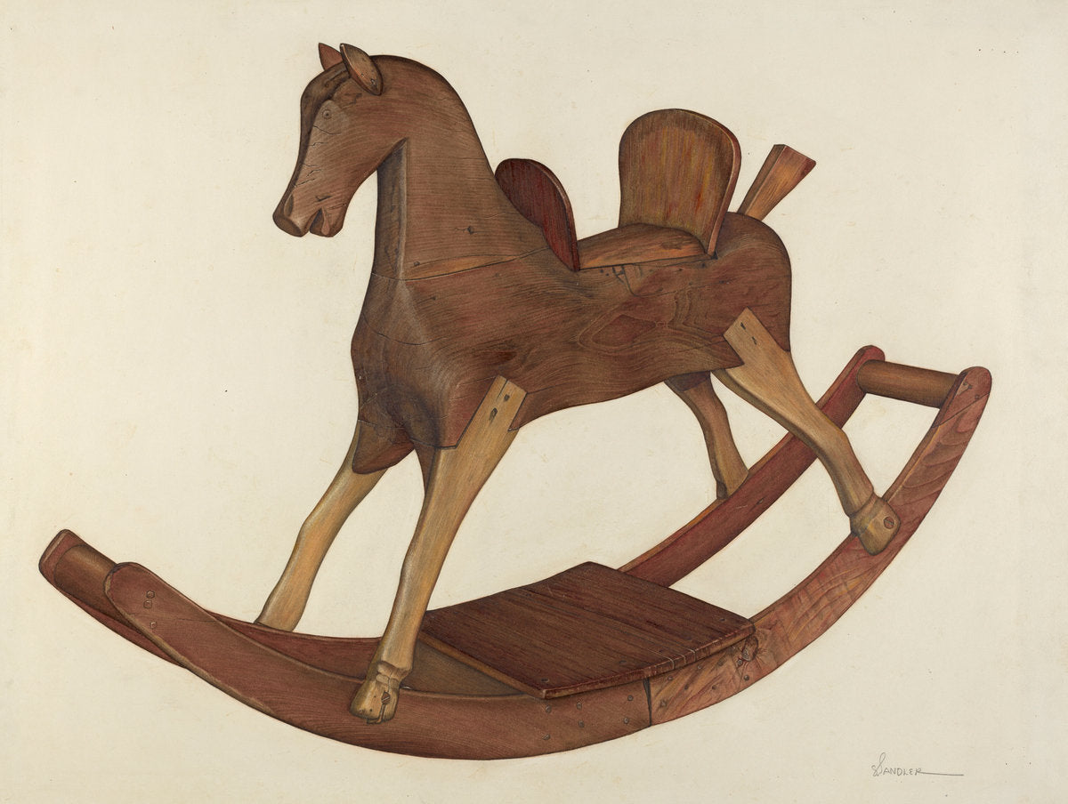 Rocking Horse by Selma Sandler (American, active c. 1935), 16X12"(A3)Poster Print