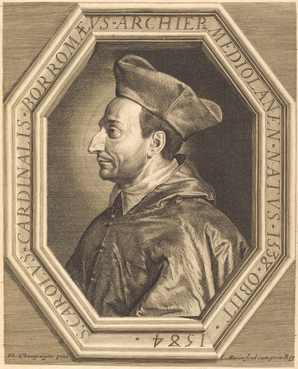 Saint Charles, Cardinal Borromeo by Jean Morin after Philippe de Champaigne (French, c. 1600 - 1650), 16X12"(A3)Poster Print