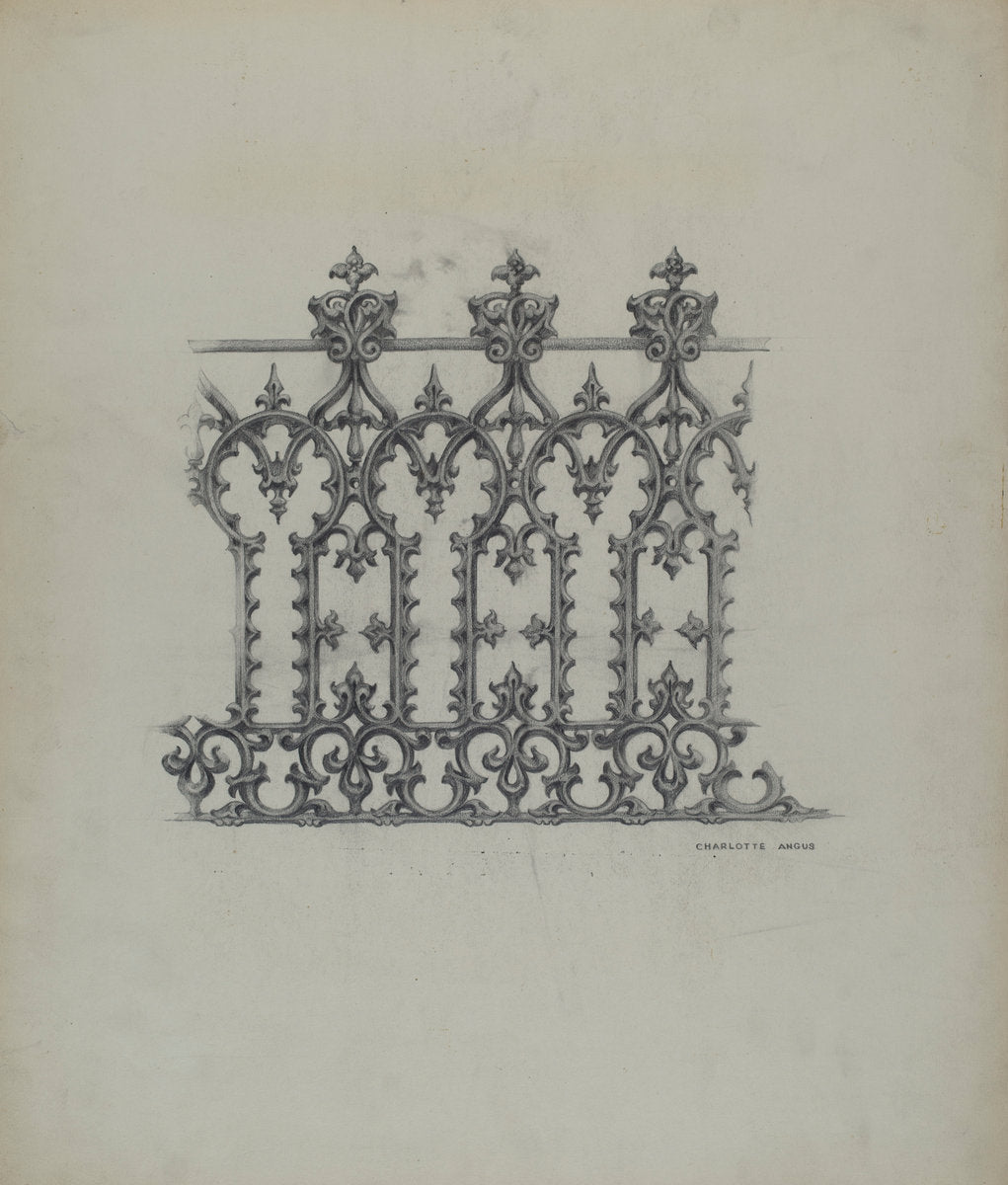 Cast Iron Fence by Charlotte Angus (American, 1911 - 1989), 16X12"(A3)Poster Print