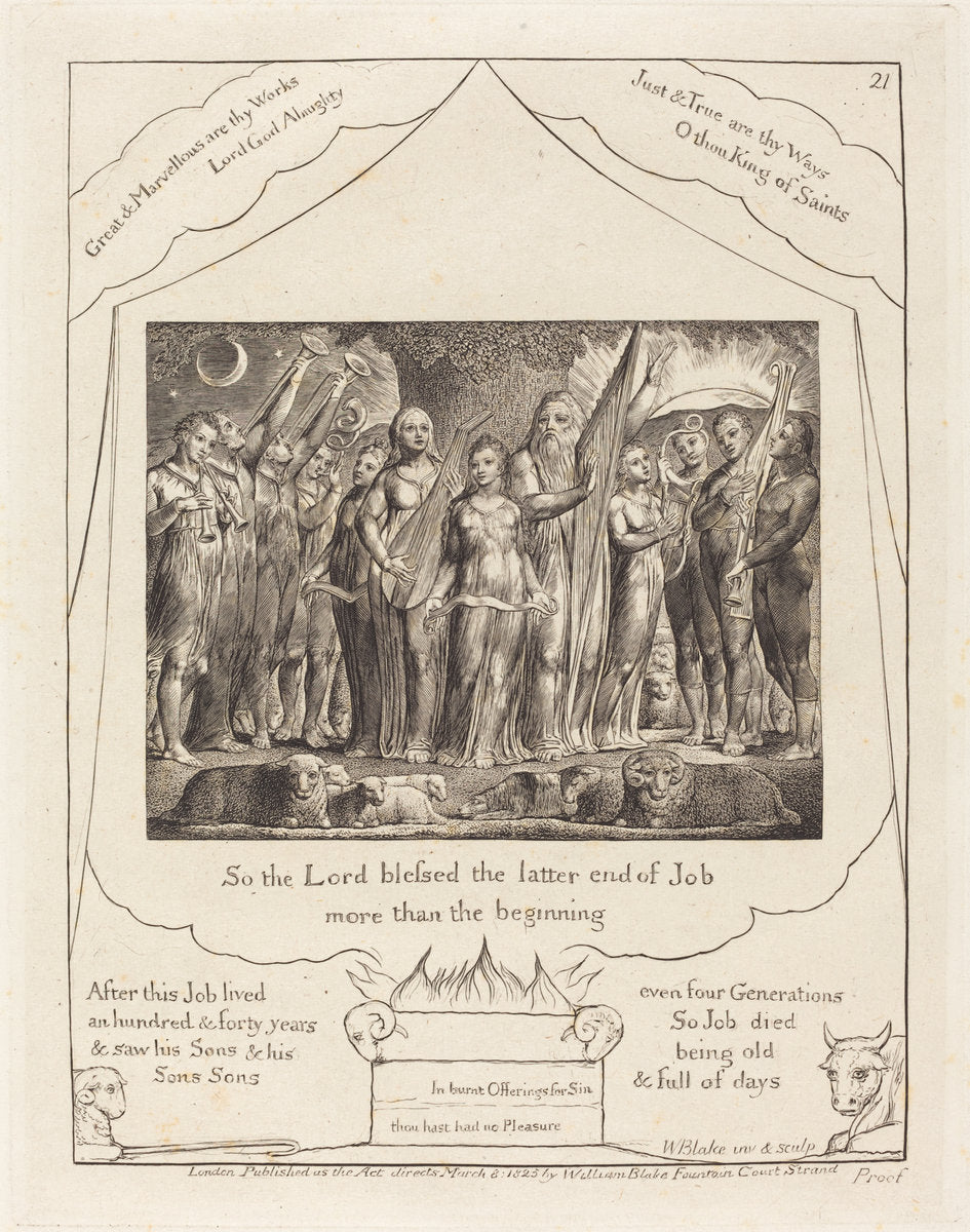 Job and His Wife Restored to Prosperity by William Blake (British, 1757 - 1827), 16X12"(A3)Poster Print