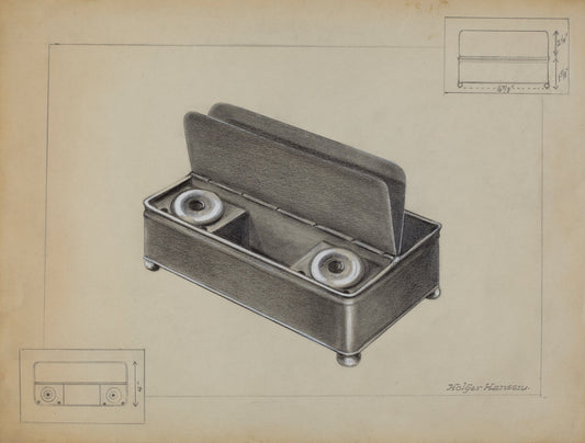 Pewter Inkwell by Salvatore Borrazzo (American, active c. 1935), 16X12"(A3)Poster Print