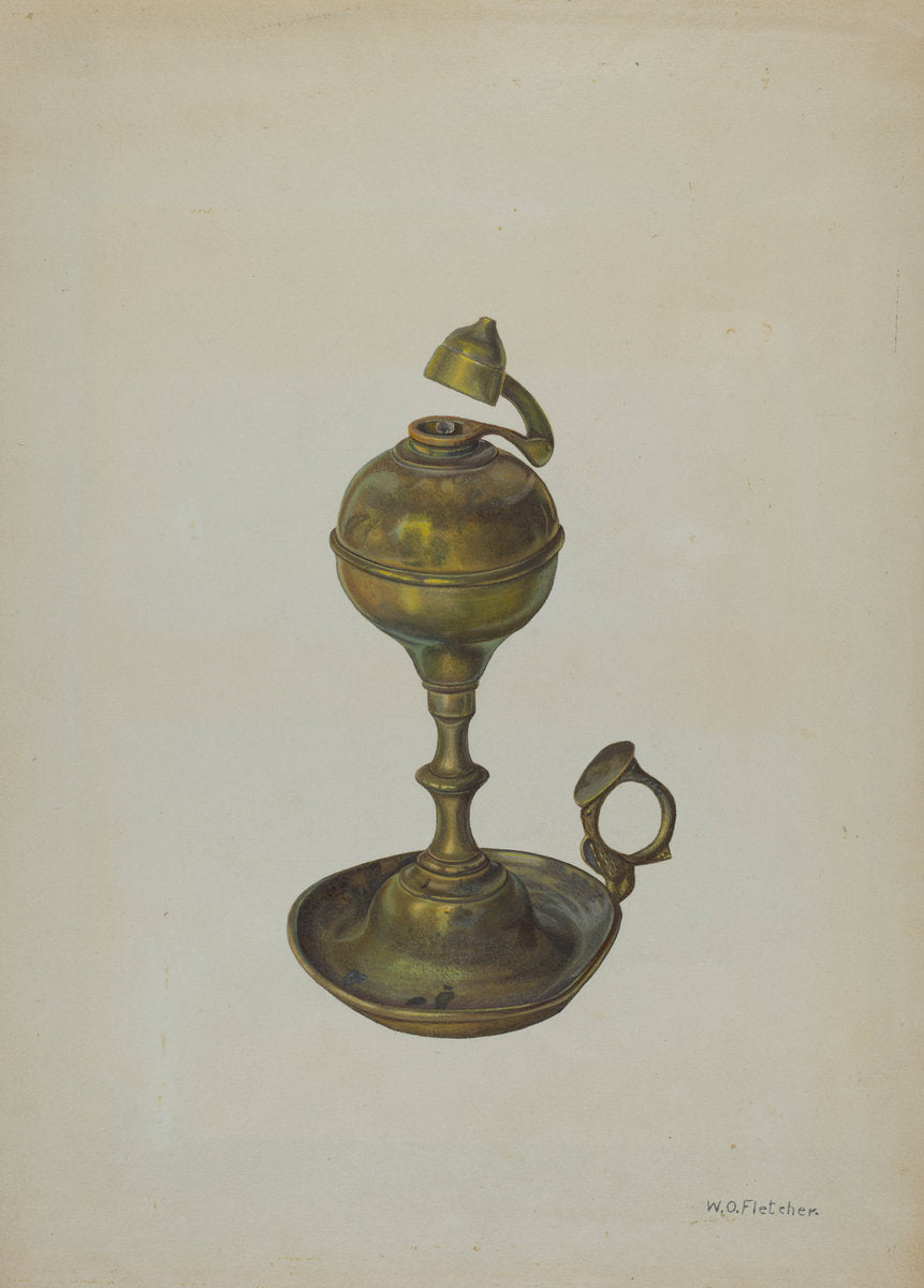 Brass Lamp by William O. Fletcher (American, active c. 1935), 16X12"(A3)Poster Print