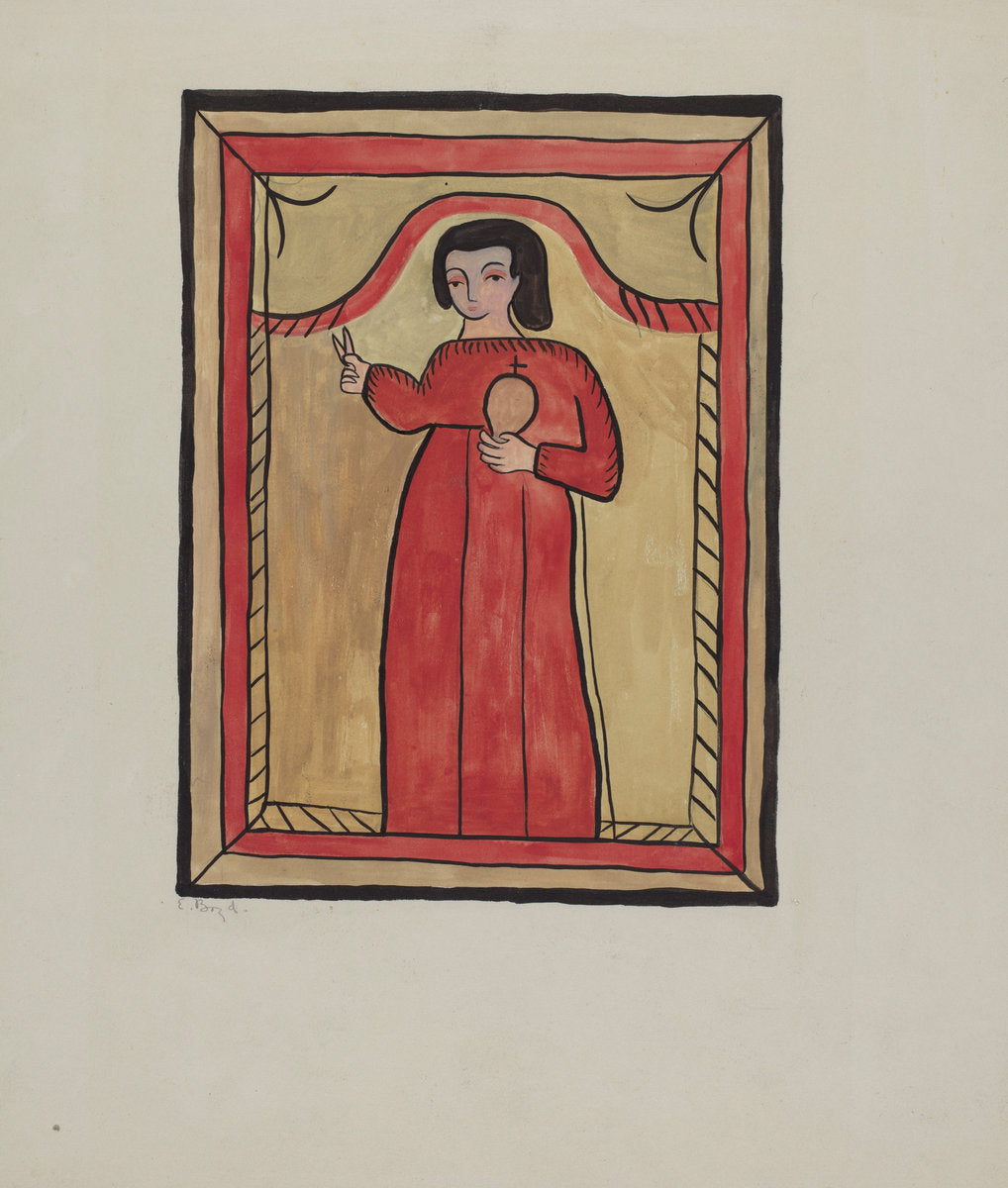 The Christ Child-Retalba El Nino Perdido, (The Lost Child) a Retabla by E. Boyd (American, active c. 1935), 16X12"(A3)Poster Print
