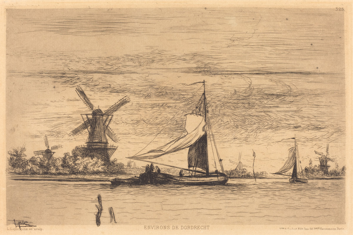 Environs de Dordrecht by Vicomte Ludovic Napoléon Lepic (French, 1839 - 1889), 16X12"(A3)Poster Print