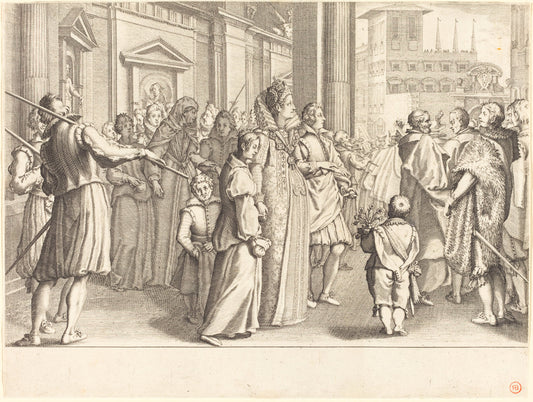 Grand Duchess at the Procession of the Young Girls by Jacques Callot (French, 1592 - 1635), 16X12"(A3)Poster Print