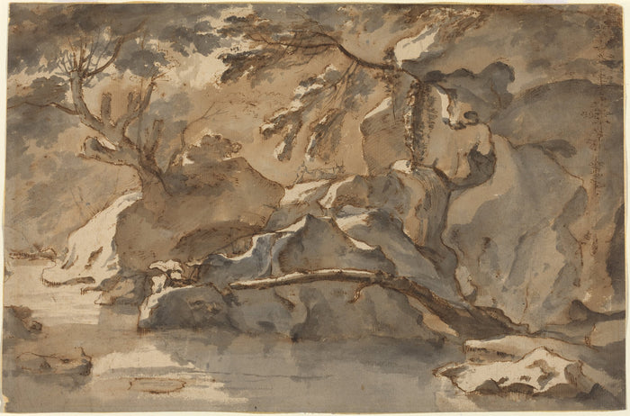 Landscape (after Paul Bril) by Herman van Swanevelt (Dutch, c. 1600 - 1655), 16X12