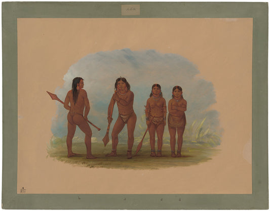 Four Angustura Indians by George Catlin (American, 1796 - 1872), 16X12"(A3)Poster Print