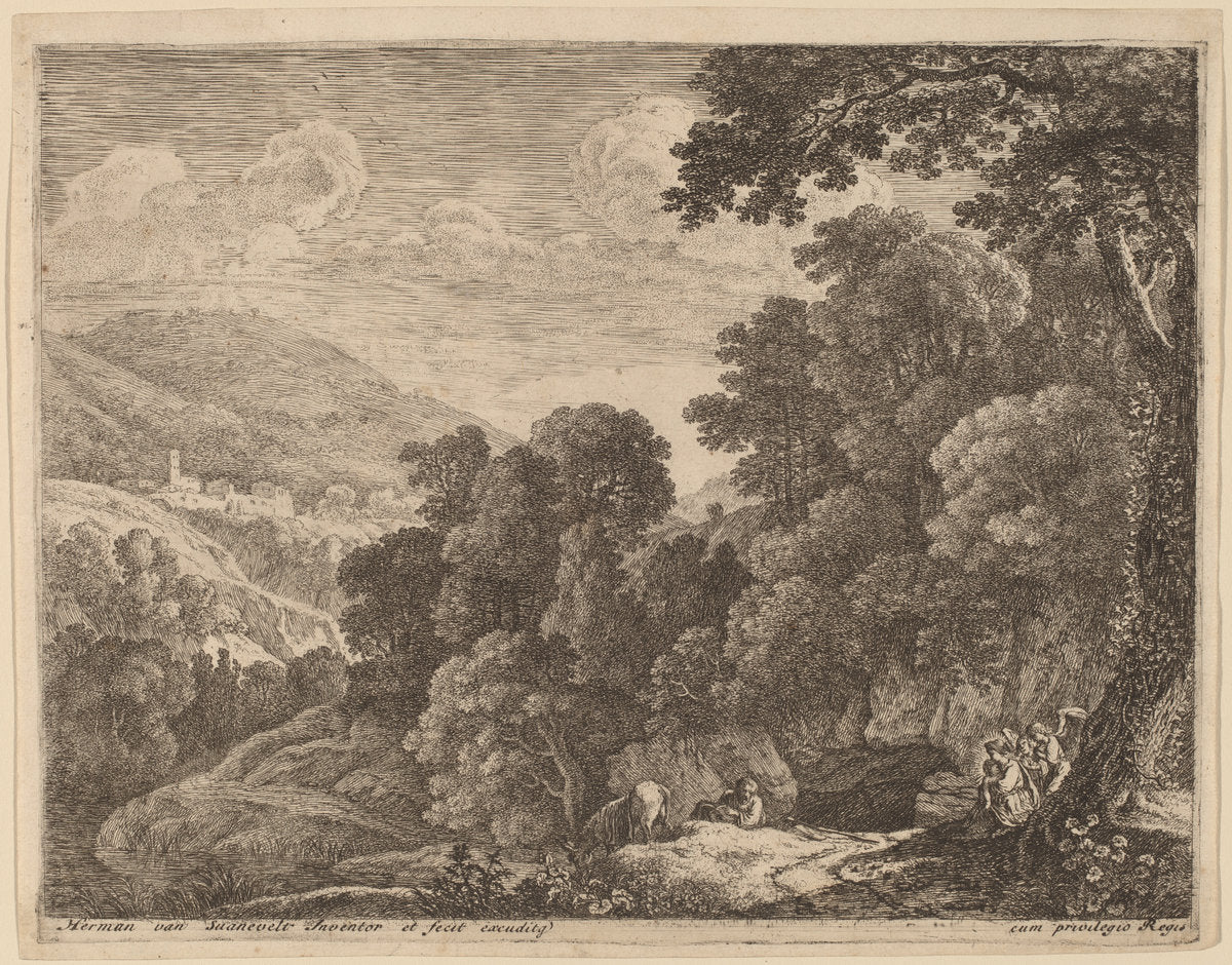 The Cave by Herman van Swanevelt (Dutch, c. 1600 - 1655), 16X12"(A3)Poster Print