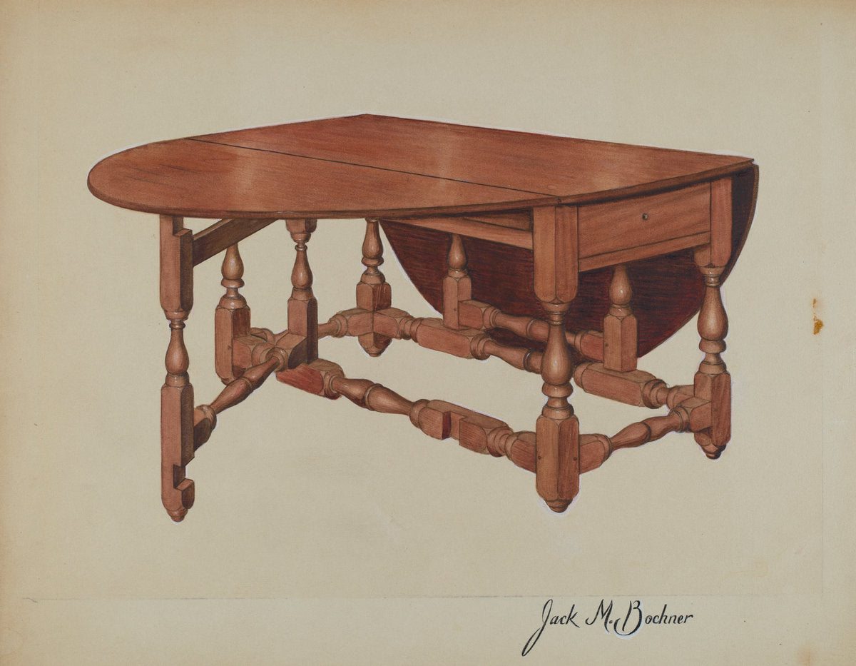 Table by Jack Bochner (American, active c. 1935), 16X12"(A3)Poster Print